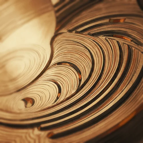 Tight close-up of a milled metal surface showing tool-path cutting texture, geometry and light only, no recognizable part shape